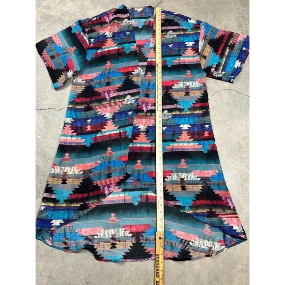 Eyeshadow Boho Open Long Cardigan Top Womens Large Aztec Print Colorful - Picture 7 of 7